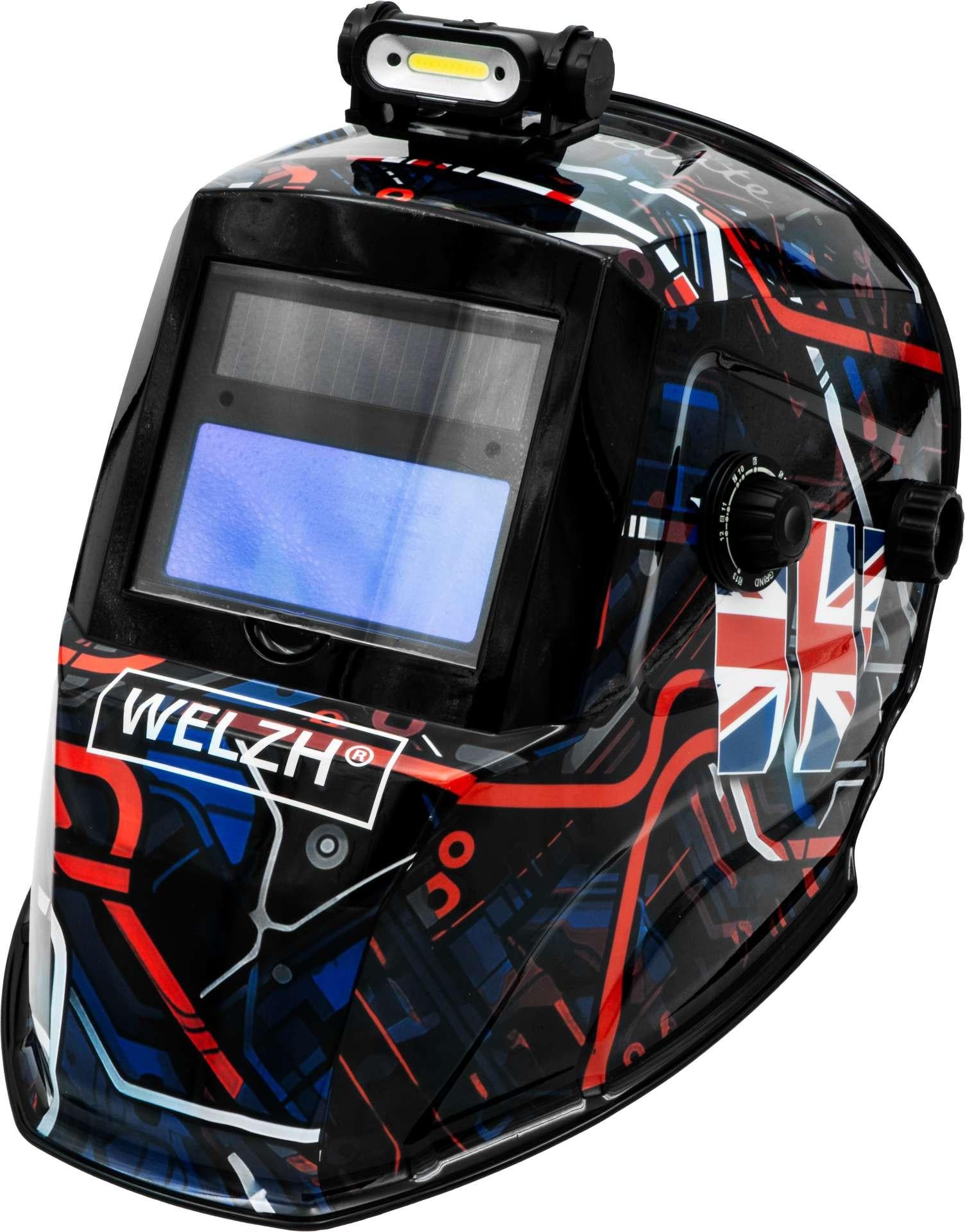 WELZH WERKZEUG Automatisk avbländande svetshjälm Med inbyggd LED-lampa