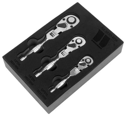 WELZH WERKZEUG Kort spärrskaft med vinklat huvud 3 delar 1/4" 3/8" & 1/2"