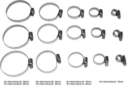 WELZH WERKZEUG Rostfri Slangklämma 70st 8-60mm
