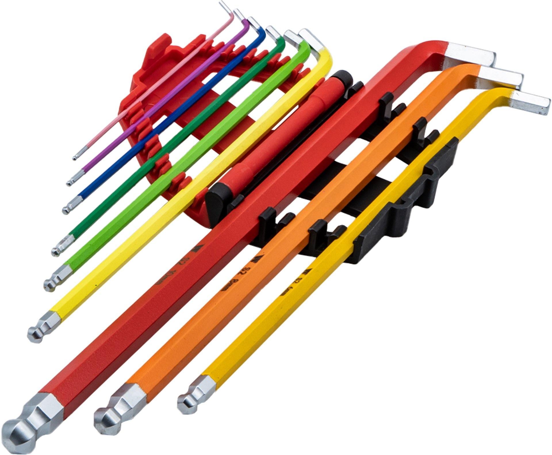 WELZH WERKZEUG 9-delar extra långa vinklade Insexnycklar med kort huvud