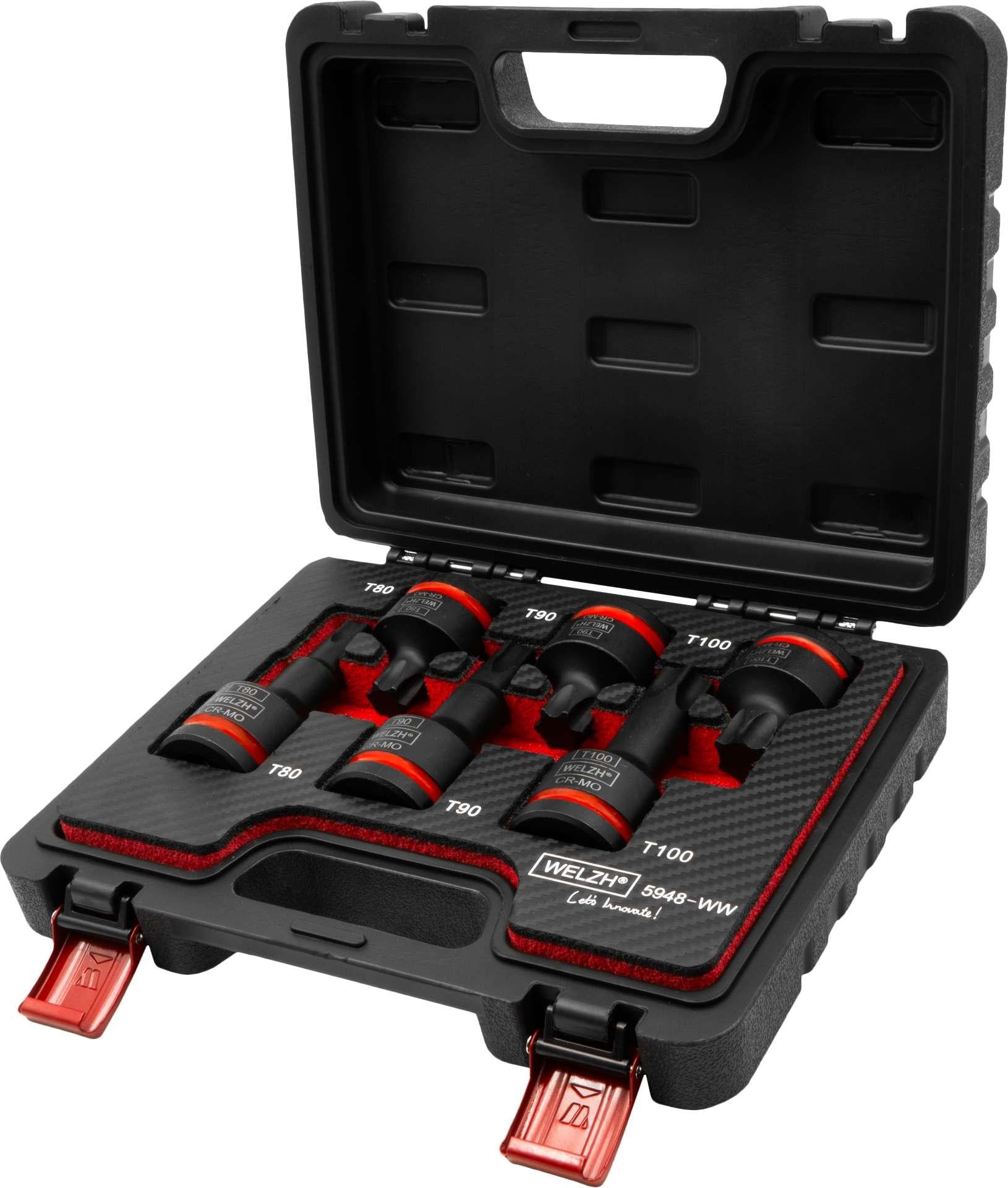 WELZH WERKZEUG 6-delar Krafthylsa Torx 3/4" T80-T100