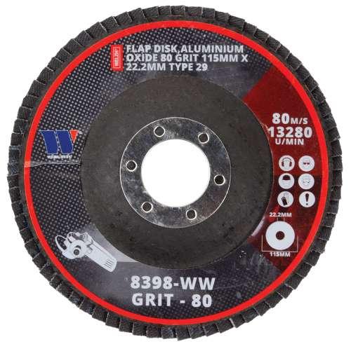 WELZH WERKZEUG Lamellskiva 115 mm Typ 29 Aluminum Oxide 80 (200 per låda)