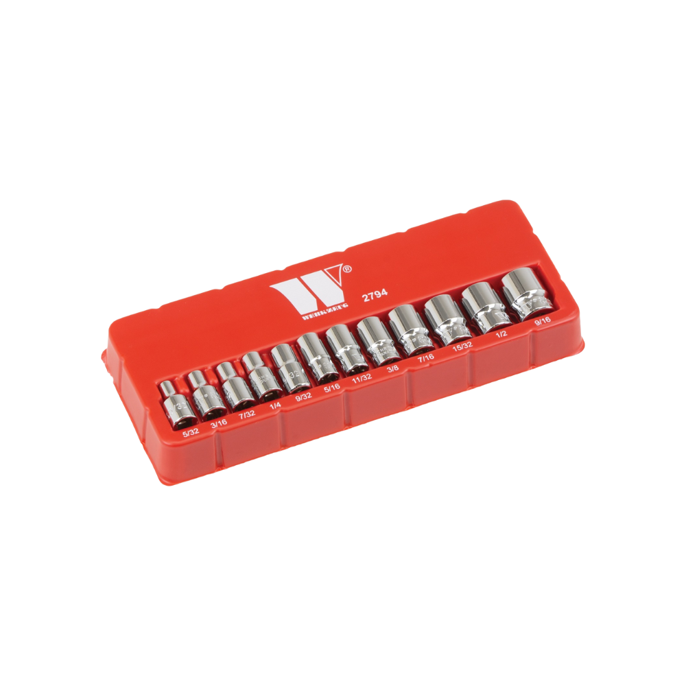 WELZH WERKZEUG 12 delar hyls-set Kort 1 /4" 12-punkts tum