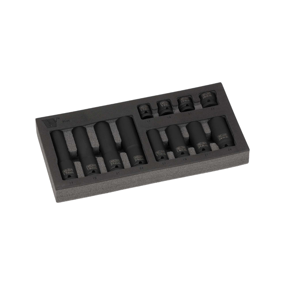 WELZH WERKZEUG Hylssats Kort Impact 1/2" 6-kant 12 delar