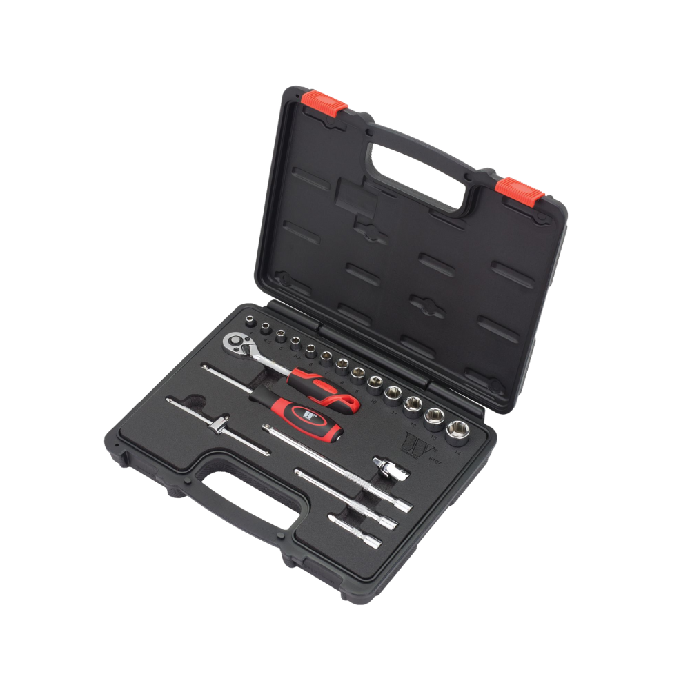 WELZH WERKZEUG Hylssats 20 delar Kort Krom 6-kant 1/4"(FP serien)