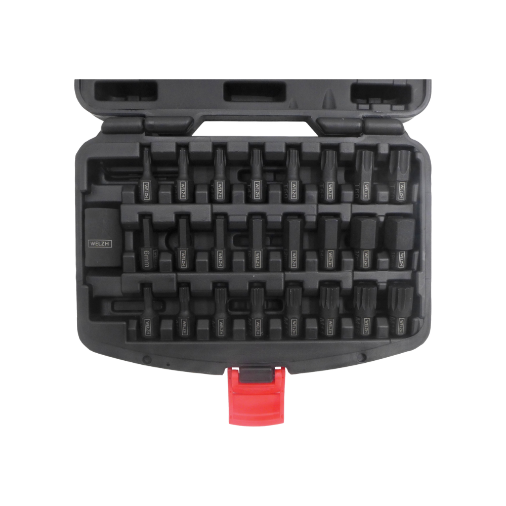 WELZH WERKZEUG Kraftbitshylssats 1/2" Torx Hex & Spline 26 delar