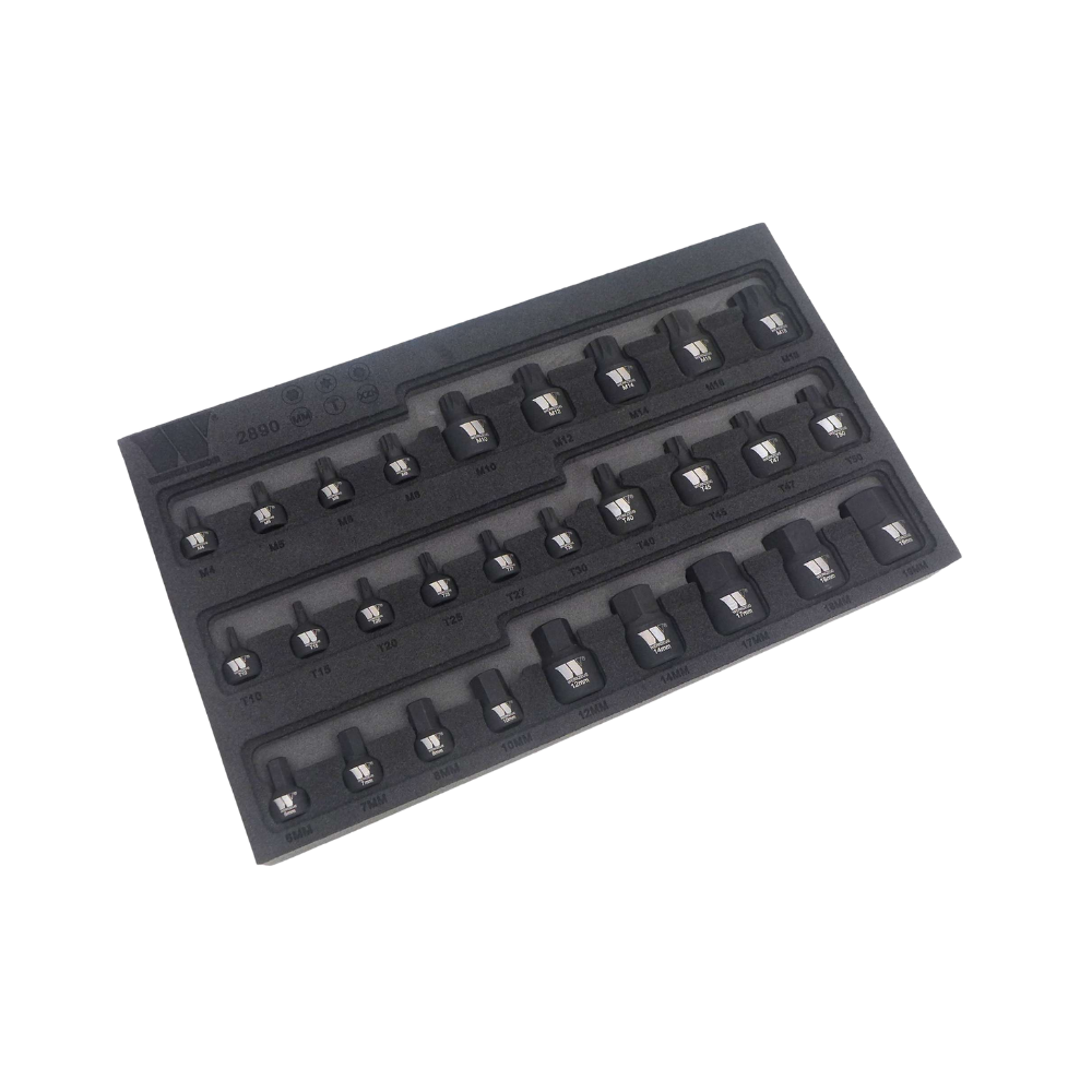 WELZH WERKZEUG Kraftbitshylsor, kort T10-T50, H6-H19, M4-M18 28 delar
