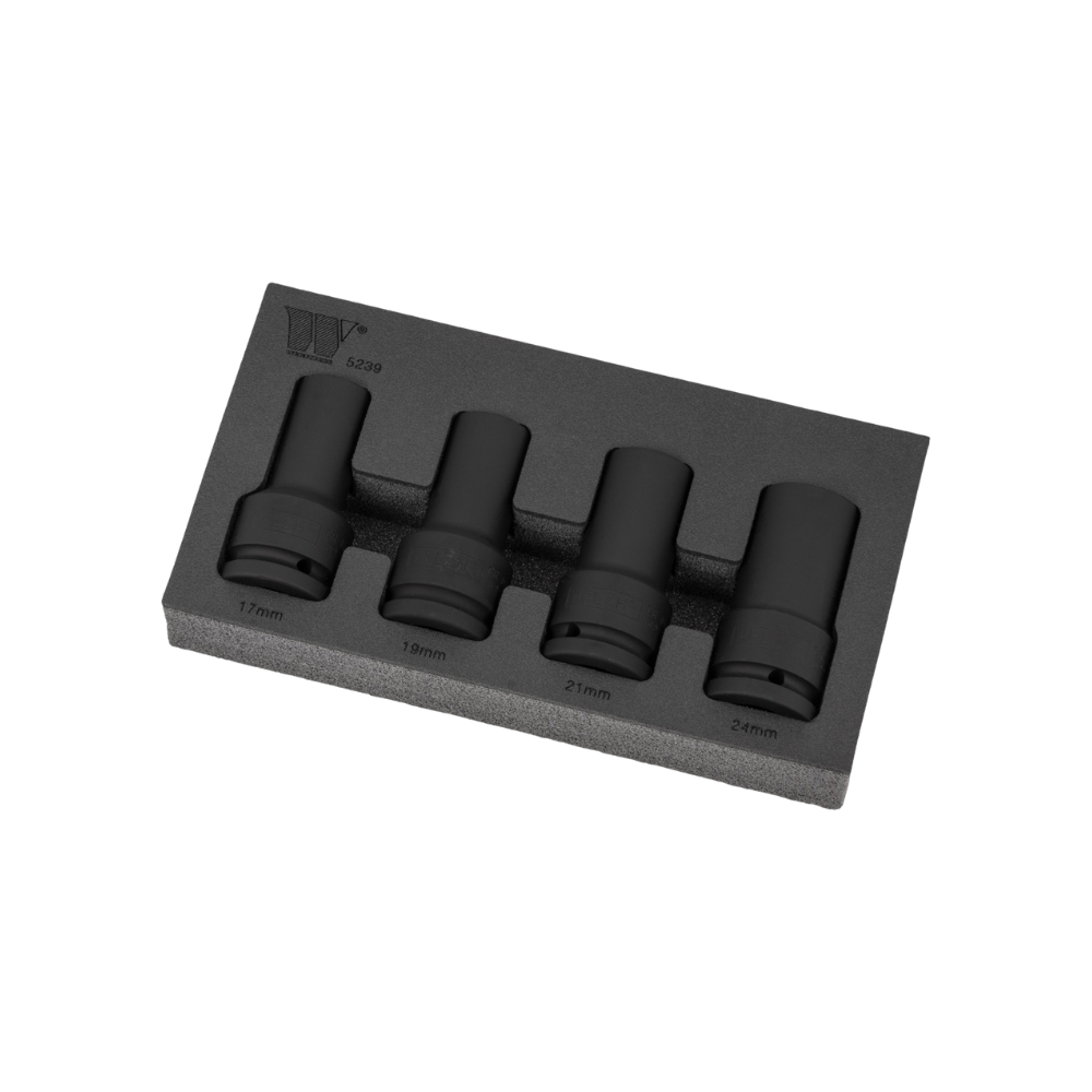 WELZH WERKZEUG Hylssats Lång Krafthylsa 3/4" 17 19 21 24mm 4 delar