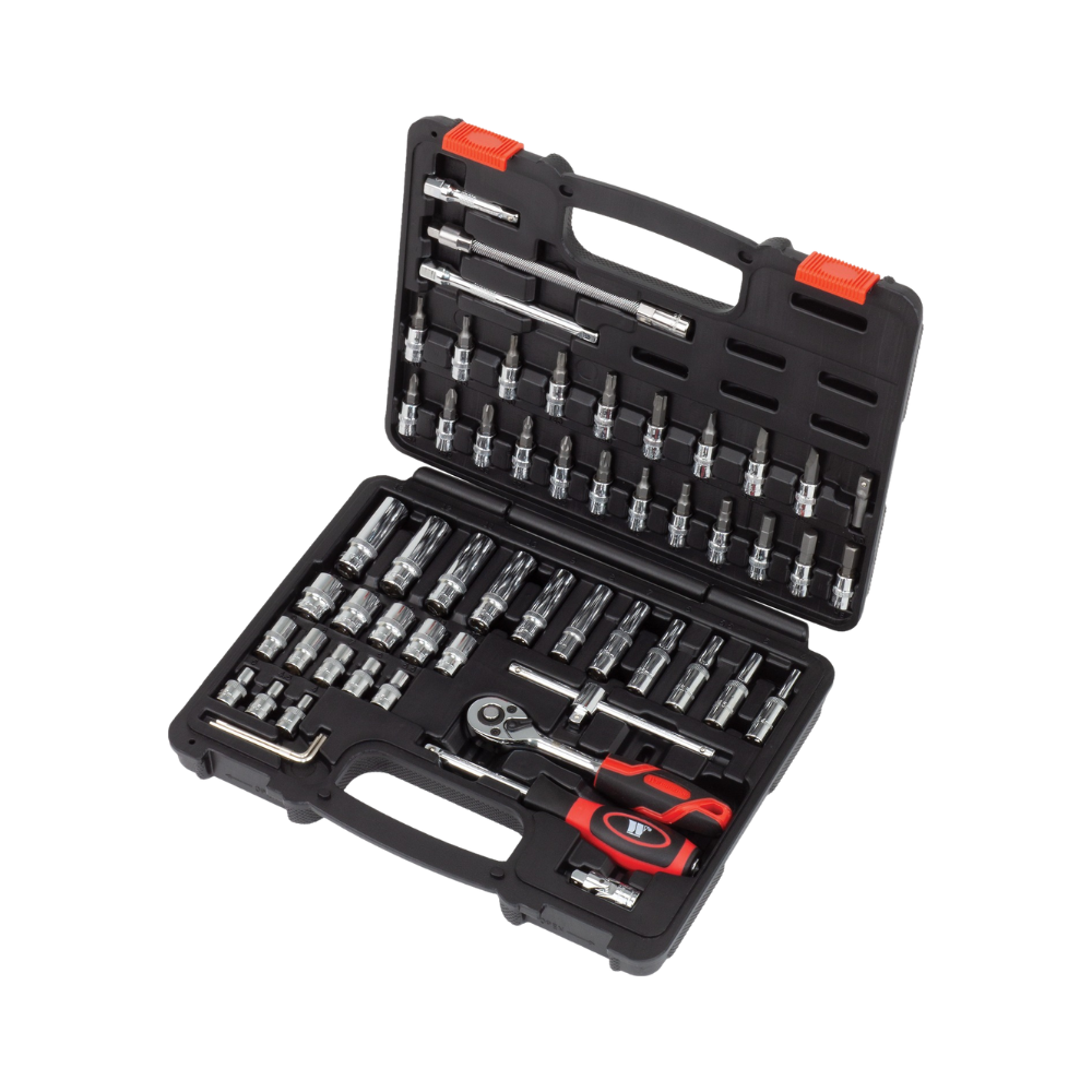 WELZH WERKZEUG Hylssats 57 delar Lång och Kort Kromade 1/4" 12-kant