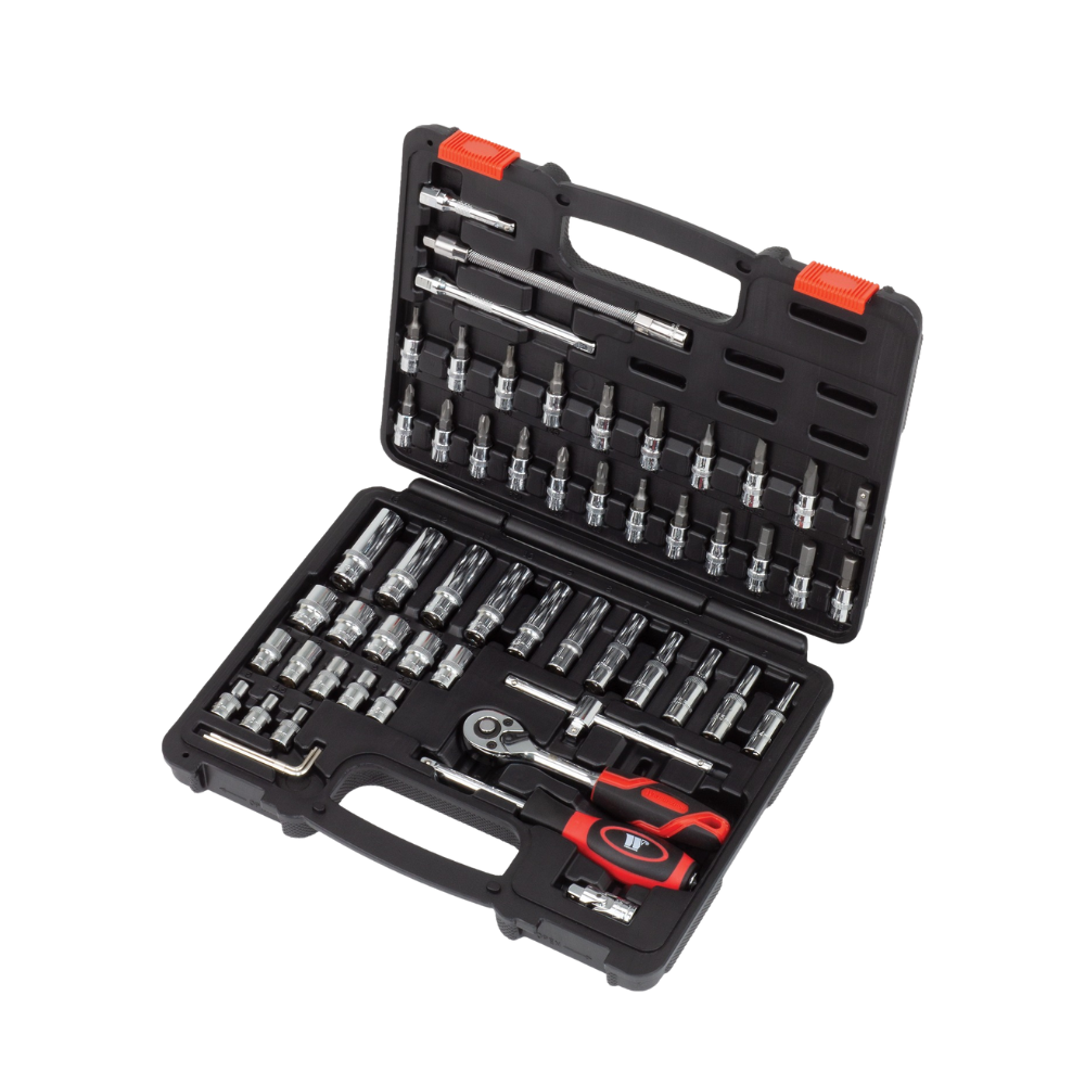 WELZH WERKZEUG Hylssats 57 delar Lång & Kort Krom 1/4" " Gearlock-profil