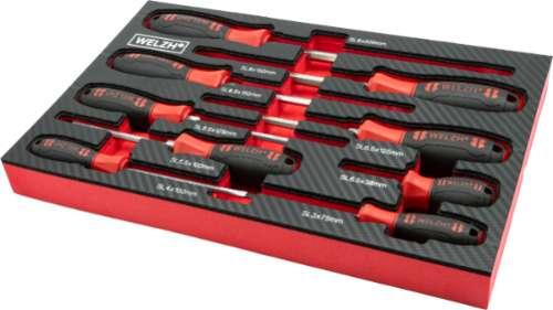 WELZH WERKZEUG Screw-Mate 9-delar professionell skruvmejselsats SL