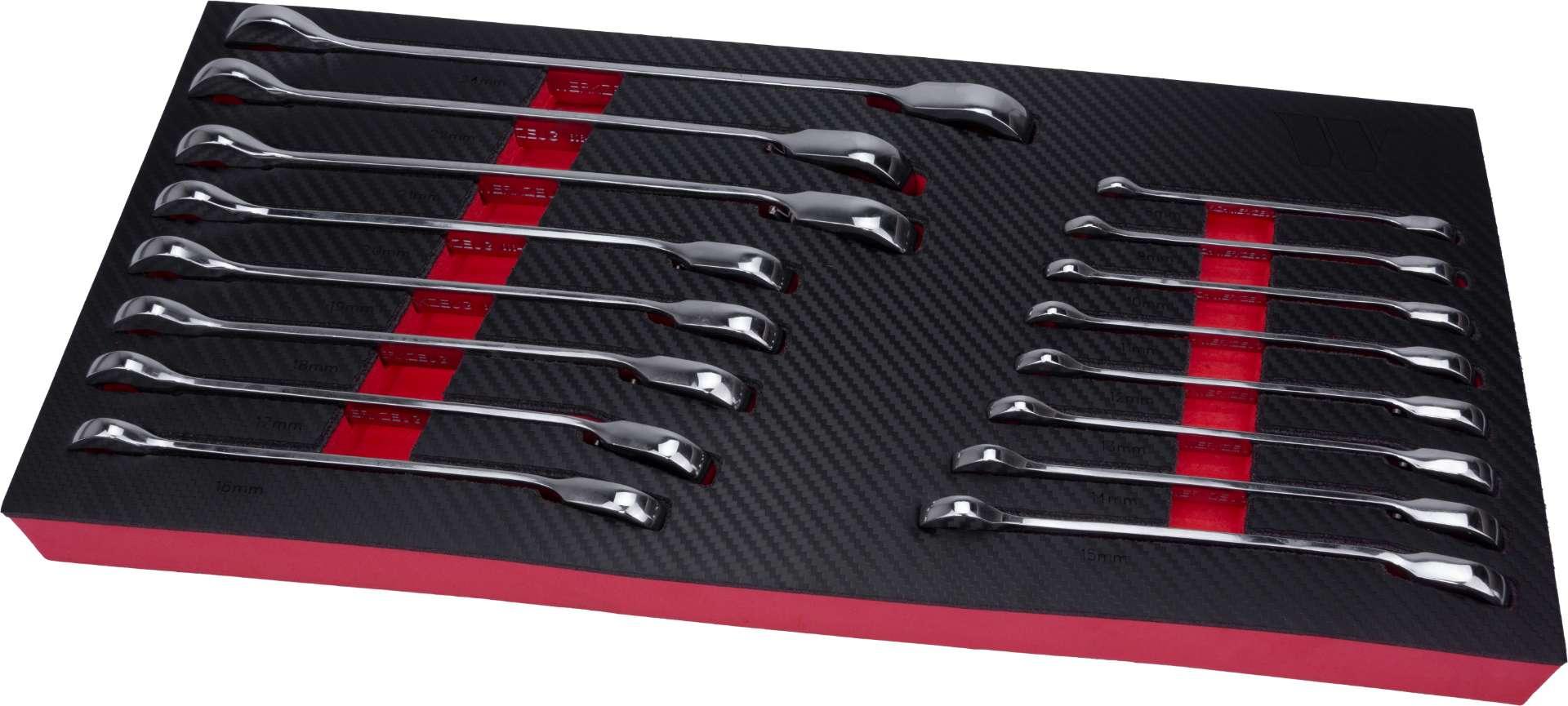 WELZH WERKZEUG Blocknyckelset med vändbar spärr 16 delar 8-24mm