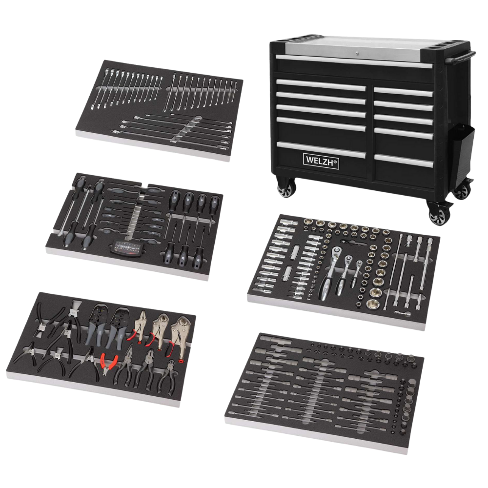 WELZH WERKZEUG XL Verktygsvagn med 5 verktygsmoduler, totalt 11 lådor