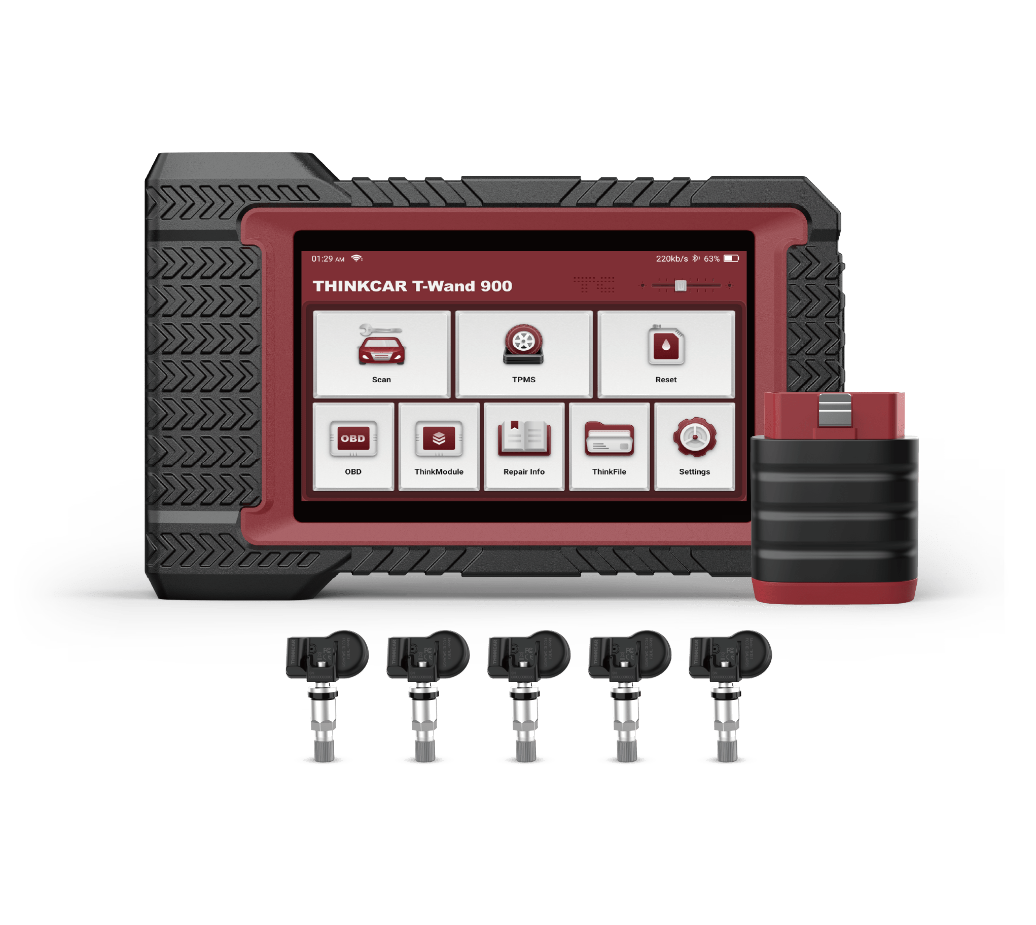 THINKCAR T-Wand 900 med 5 S1 TPMS sensorer