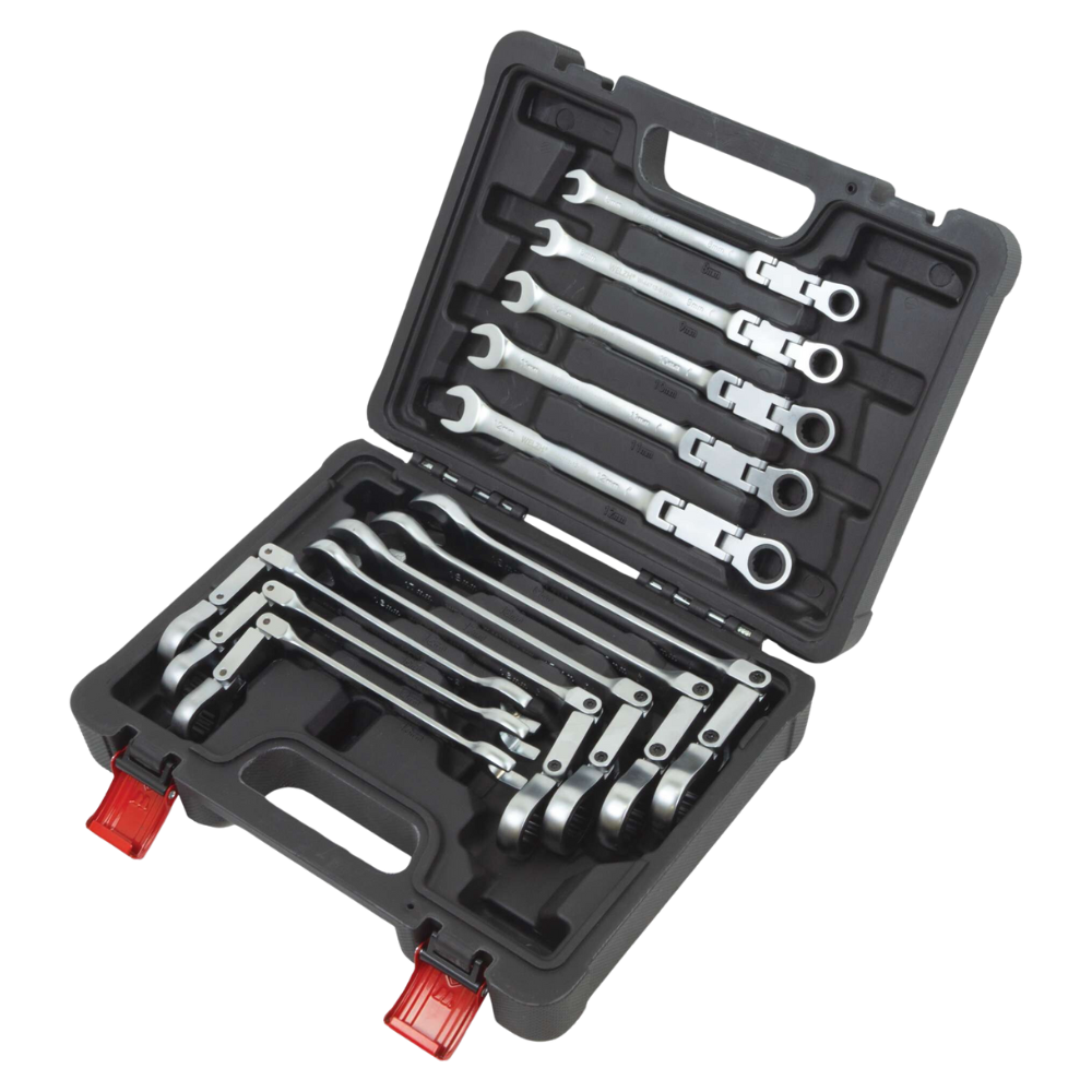 WELZH WERKZEUG Dubbelledad Blocknyckelset med spärr 8-19mm